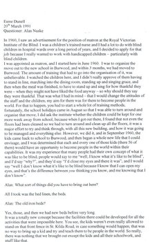 Partial transcription of interview with Matron Dunnell