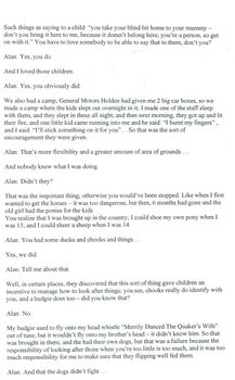 Partial transcription of interview with Matron Dunnell