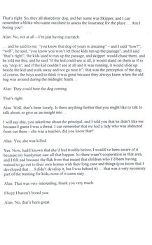 Partial transcription of interview with Matron Dunnell