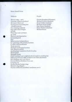 Transcription of interview with former Matron Esme Dunnell