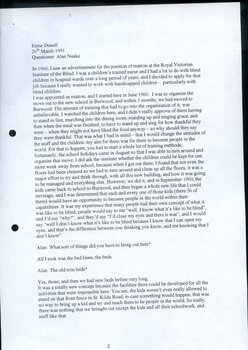 Transcription of interview with former Matron Esme Dunnell