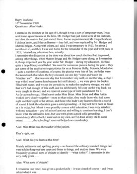 Transcription of interview with Harry Worland