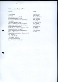 Summary of topics covered during interview