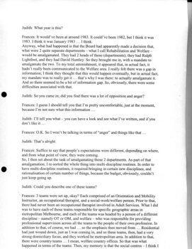 Transcription of interview with Frances Warren