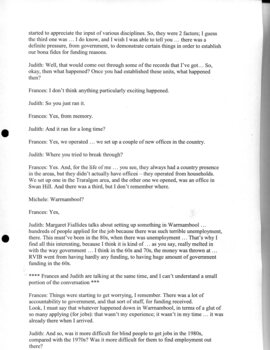 Transcription of interview with Frances Warren