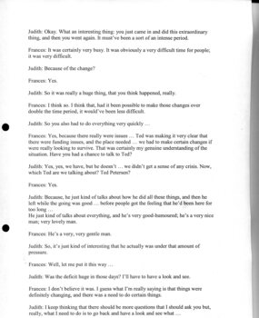 Transcription of interview with Frances Warren