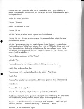 Transcription of interview with Frances Warren