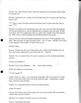 Transcription of interview with Frances Warren