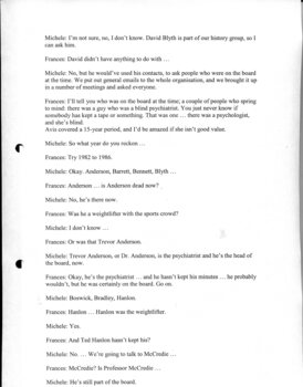 Transcription of interview with Frances Warren