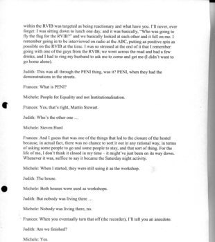 Transcription of interview with Frances Warren
