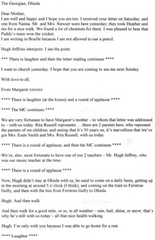 Transcript of 50 Year Reunion of Olinda guests