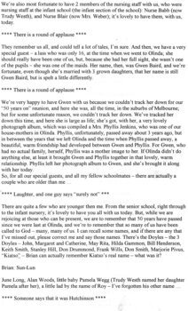 Transcript of 50 Year Reunion of Olinda guests
