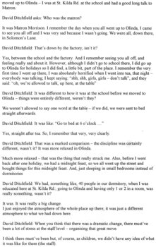 Transcript of 50 Year Reunion of Olinda guests