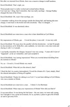 Transcript of 50 Year Reunion of Olinda guests