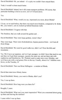 Transcript of 50 Year Reunion of Olinda guests