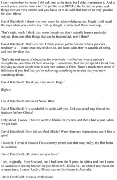 Transcript of 50 Year Reunion of Olinda guests