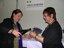 Ruth O'Connell and Sharon Muldoon with beverages