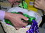 Staff were given green and purple (ish) wrapped chocolates