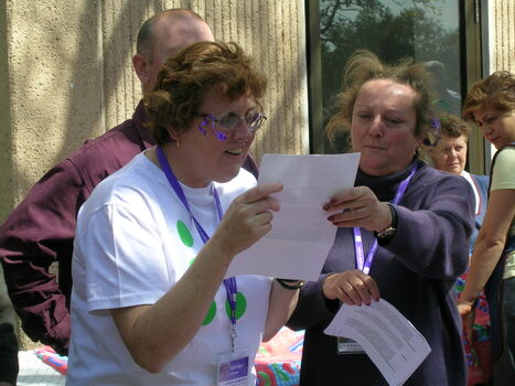 Marian Jones and Jane Ellis at branch launch party for Vision Australia