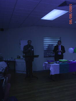 Staff and Day Centre clients at branch launch party for Vision Australia