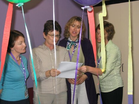 Staff and Day Centre clients at branch launch party for Vision Australia