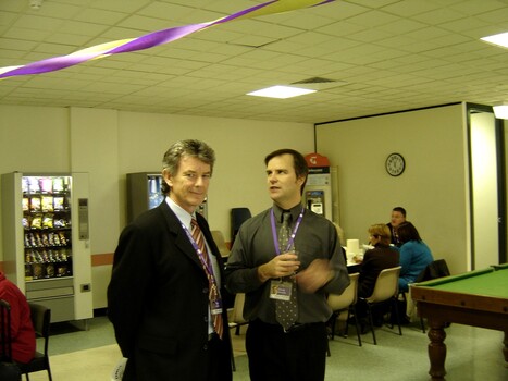 Tim Evans and Chris Edwards at branch launch party for Vision Australia