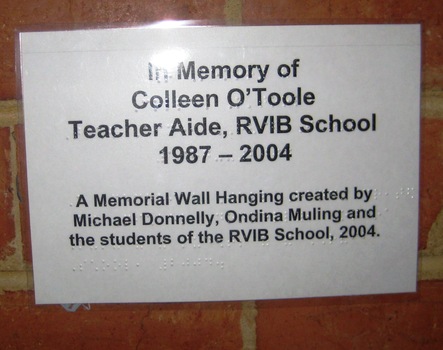 Tribute to Colleen O'Toole Memorial Wall Hanging