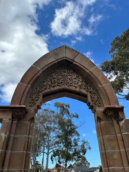 Stone archway situated in garden at Enfield