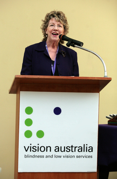Jennifer Gibbons at the podium