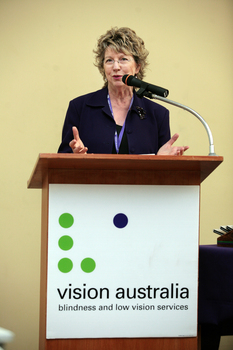Jennifer Gibbons at the podium