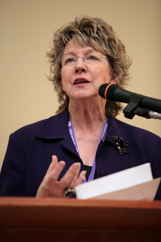 Jennifer Gibbons at the podium