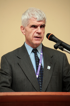 Stephen Jolley at the podium
