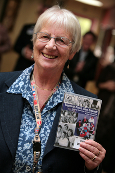 Irene Wegener with the audio book