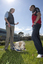 Will Davison with SEDA dog Davo and dog trainer