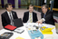 Chris Edwards, Bill Shorten and Gerard Menses with audio materials