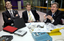 Chris Edwards, Bill Shorten and Gerard Menses with audio materials