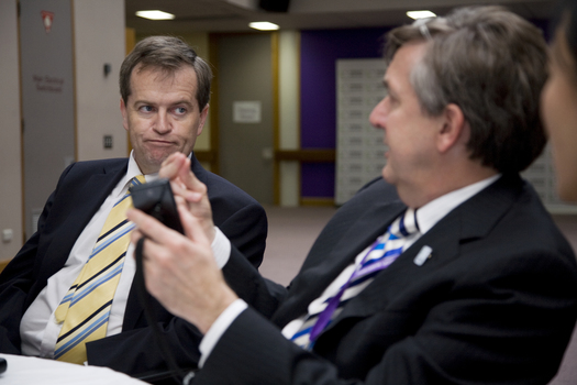 Bill Shorten and Gerard Menses in the Atrium