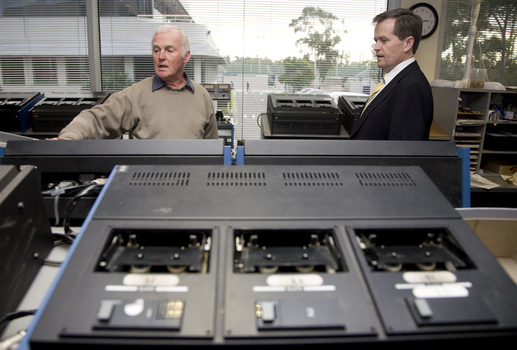 Ted Johnson and Bill Shorten in Duplication room