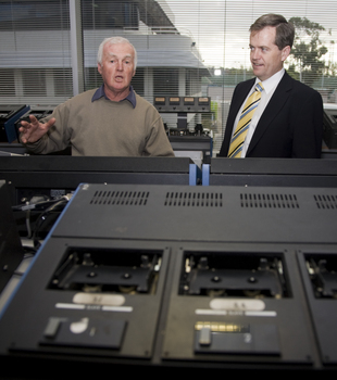 Ted Johnson and Bill Shorten in Duplication room
