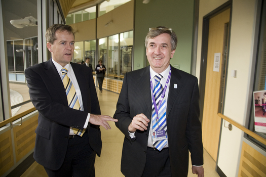Bill Shorten and Gerard Menses walking to reception