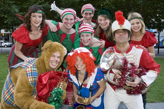 Cast of elves and musicians ready to party