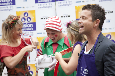 Steve Jacobs with the elves at the launch