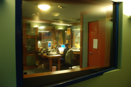 Producer sitting in the studios at Enfield