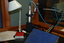 Book holder, microphone and lamp in studios