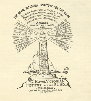 Drawing of lighthouse with appeal for money donations - title page