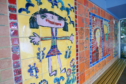 Mosaic made by children at Burwood School