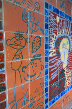 Mosaic made by children at Burwood School