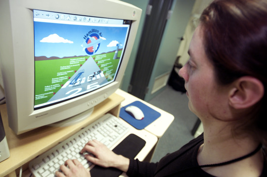 Woman using a computer at RVIB College