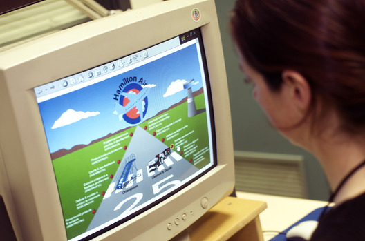 Woman using a computer at RVIB College