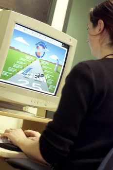Woman using a computer at RVIB College
